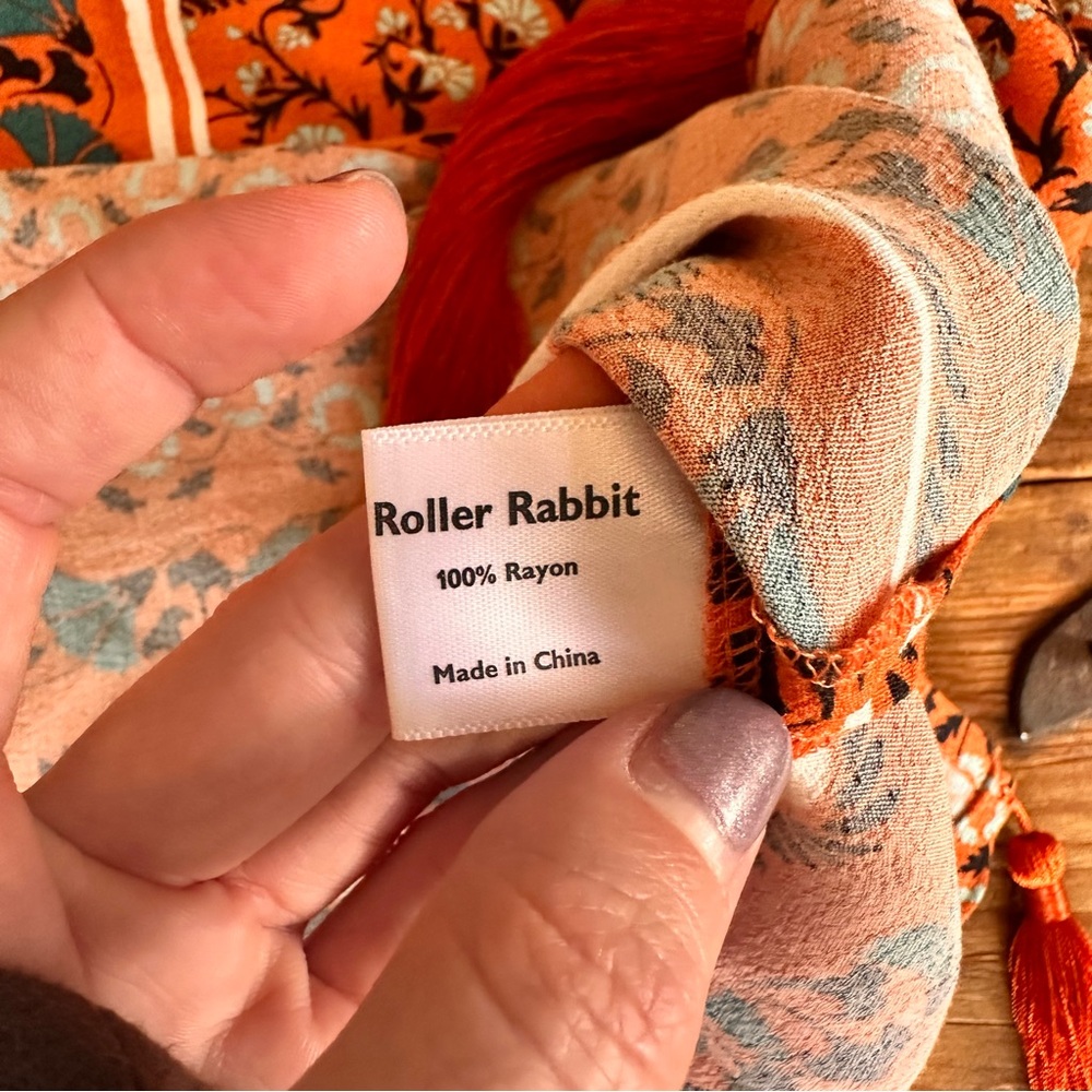 Roller Rabbit Orange and Blue Patterned Blouse - Picture 6 of 6